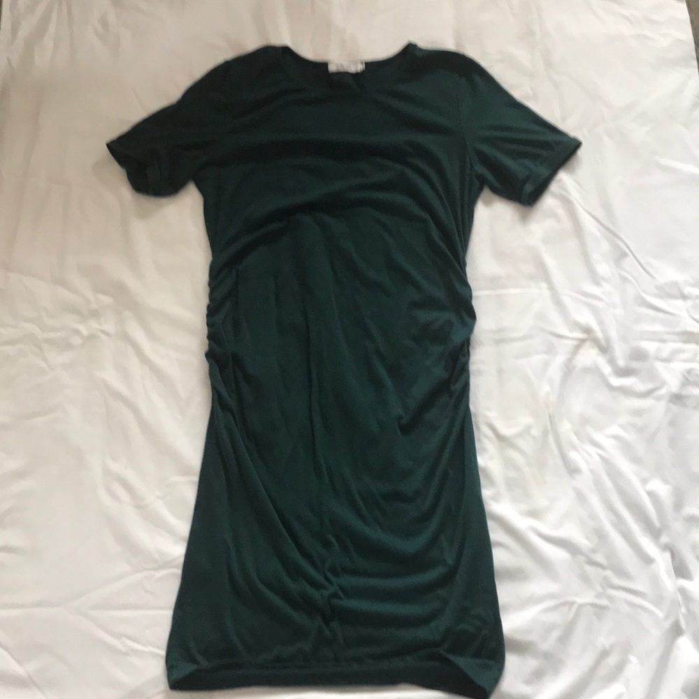 Darkgreen knee length short sleeve maternity dress